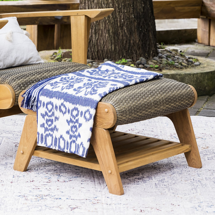 Dezi Teak Outdoor Adirondack Chair With Ottoman 